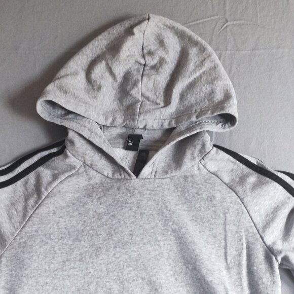 Adidas high neck hoodie women's size S grey with 3 black stripes - Picture 2 of 10